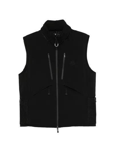 Moncler Zip Heavy Micro Vest In Black