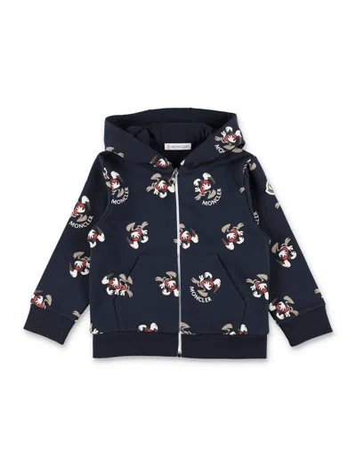 Moncler Kids' Zip Hoodie Fleece In Navy