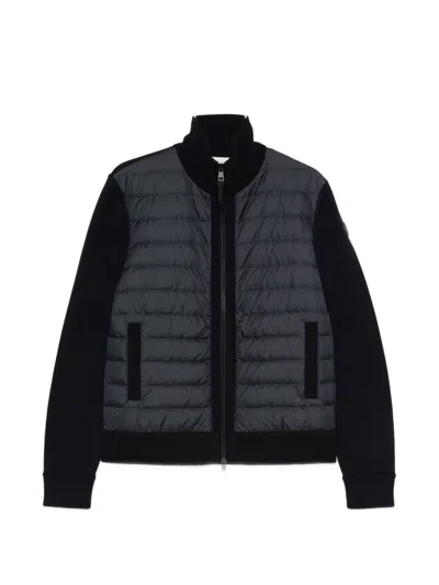 Moncler Zipped Cardigan With Pockets And Padded Front In Black
