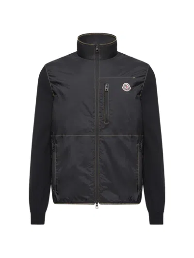 Moncler Zip Mock-neck Jacket In Black