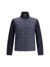 Moncler Quilted High Collar Zip-up Cardigan In Blue