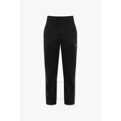 Moncler Zip Pocket Gabardine Trousers With Logo In Black