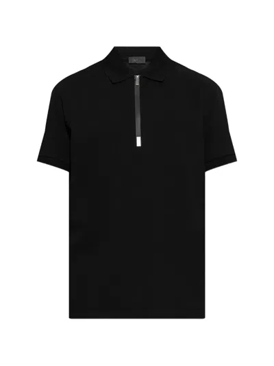 Moncler Zip Polo T-shirt In Black