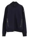 Moncler Zip Quilted Cardigan In Blue