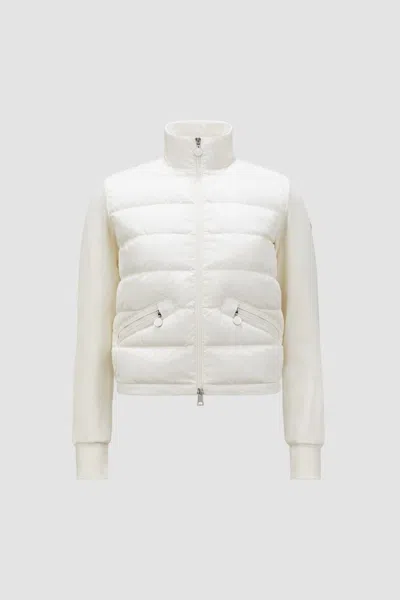Moncler Zip Up Cardigan In White