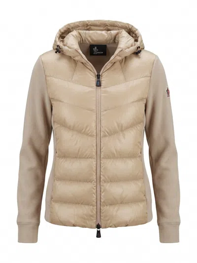Moncler Zip Up Cardigan In Beige