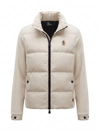 Moncler Zip Up Cardigan In Beige