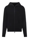 Moncler Zip-up Hooded Sweatshirt In Black