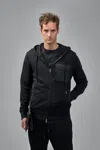 Moncler Hooded Drawstring Cardigan Chest Pocket In Black