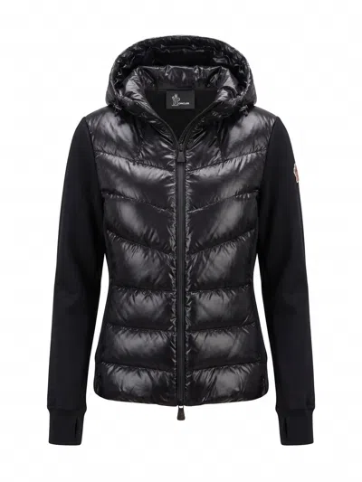 Moncler Zip Up Cardigan In Black