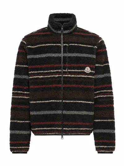Moncler Zip Up Cardigan In Brown
