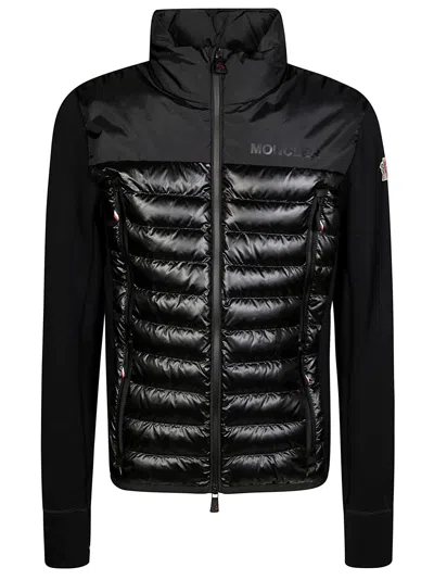 Moncler Zip Up Cardigan In Black