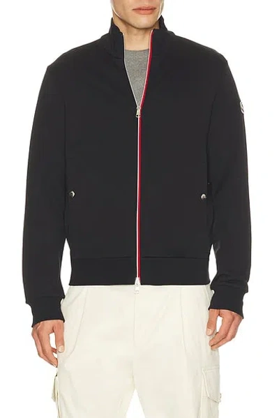 Moncler Zip Up Cardigan In Black