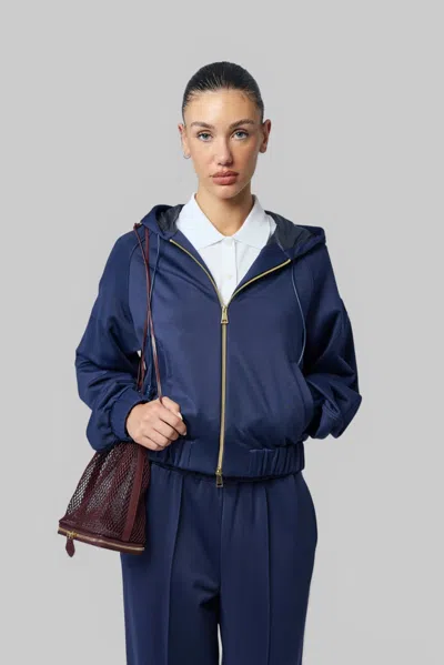 Moncler Zip Up Cardigan In Blue