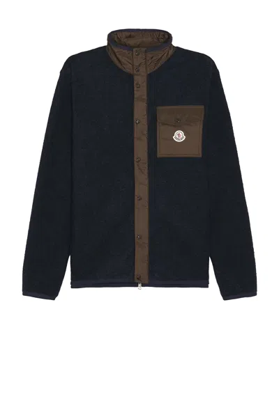 Moncler Zip Up Cardigan In Blue