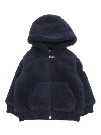 Moncler Kids' Zip Up Cardigan In Blue