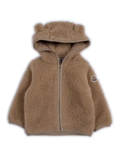 Moncler Babies' Zip Up Cardigan In Brown