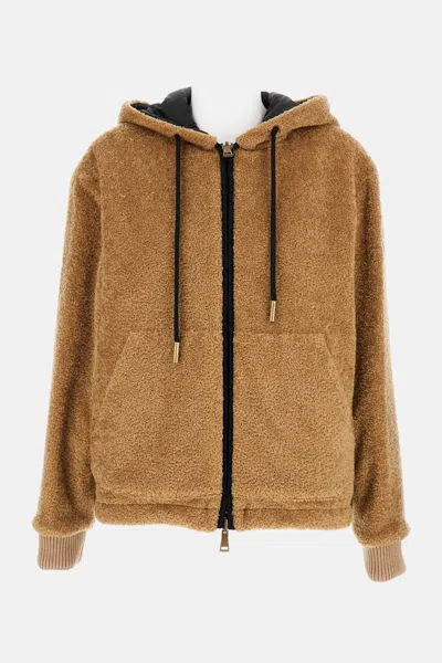 Moncler Reversible Padded Hoodie In Brown