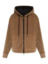 Moncler Reversible Jacket With Drawstring Hood And Logo Patch On The Sleeve In Brown
