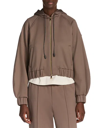 Moncler Zip Up Cardigan In Brown
