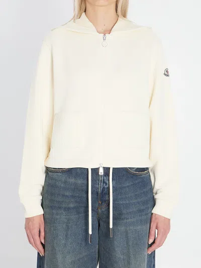 Moncler Zip Up Cardigan In Gray