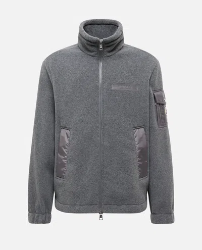 Moncler Zip Up Cardigan In Gray