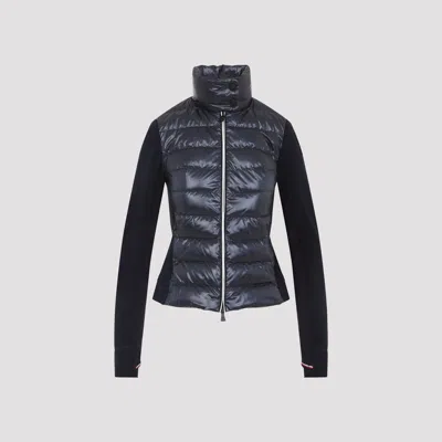 Moncler Quilted Vest-style Cardigan With High Neck And Feather Padding In Black