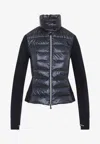 Moncler Quilted High Collar Long Sleeve Jacket In Blue