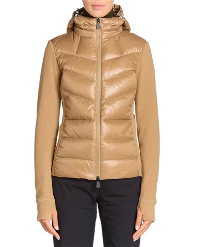 Moncler Zip Up Cardigan Jacket In Brown