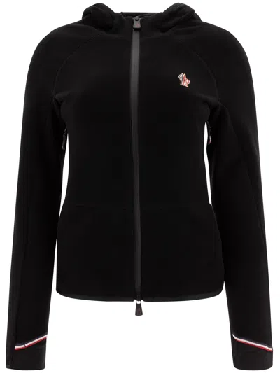 Moncler Zip Up Cardigan In Nero