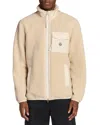 Moncler Teddy Effect Fleece Zip-up Hoodie With Pocket In Neutral