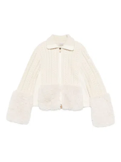 Moncler Zip-up Cardigan In Neutral