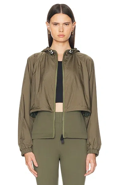 Moncler Zip Up Cardigan In Olive Green