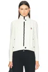 Moncler Zip Up Cardigan In White