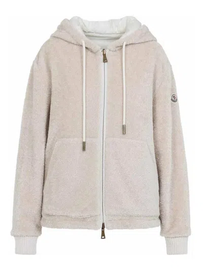 Moncler Zip Up Cardigan In White