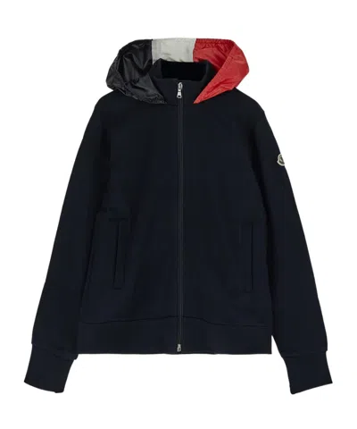 Moncler Zip-up Cotton Hoodie In Blue