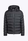 Moncler Zip-up Down Hooded Jacket In Black
