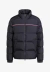Moncler Puffer Jacket With High Collar And Quilted Design In Blue