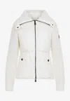 Moncler High Collar Quilted Long Sleeve Jacket In Neutral