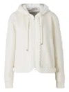 Moncler Zip-up Drawstring Hoodie In Neutral