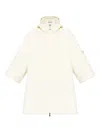 Moncler Wool Hooded Zip-up Cape In Neutral