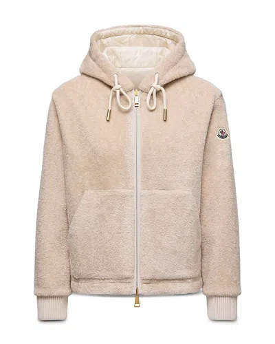 Moncler Zip Up Hooded Cardigan In Pink