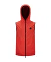 Moncler Pakito Hooded Shell Gilet In Red