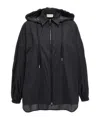 Moncler Ruffled Windbreaker Drawstring Hood In Black