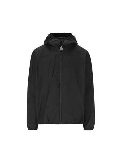 Moncler Zip-up Hooded Jacket In Black