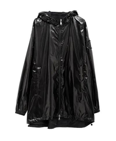Moncler Zip-up Hooded Jacket In Black