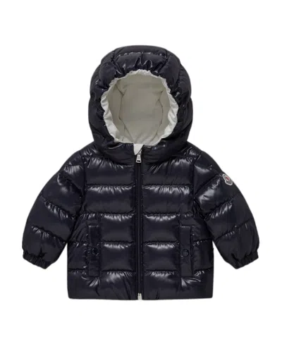 Moncler Zip-up Hooded Padded Jacket In Blue