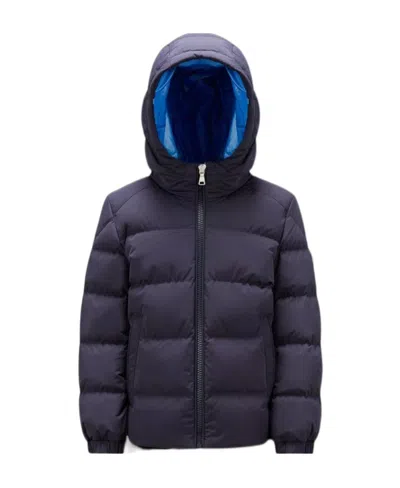 Moncler Zip-up Hooded Padded Jacket In Blue