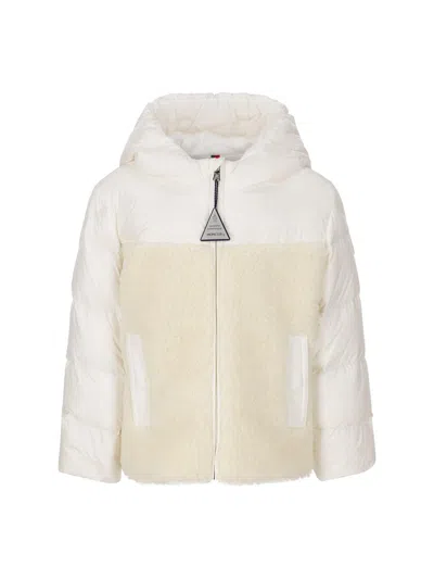 Moncler Babies' Zip-up Hooded Padded Jacket In Cream