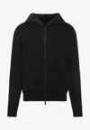 Moncler Zip-up Hooded Sweatshirt In Black
